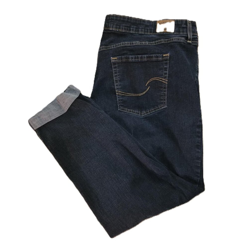 LEVI'S WOMENS JEANS SZ 24 W37 MID-RISE BOYFRIEND DK BLUE Signature by Levi Strau